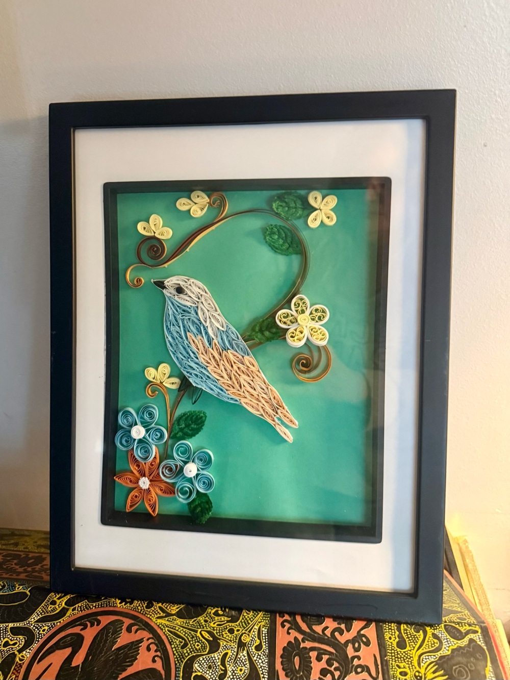 REAL QUILLING ART Handmade Paper Quilling Bird Shadow Box Frame